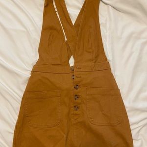 Forever 21 tan criss-cross overall dress